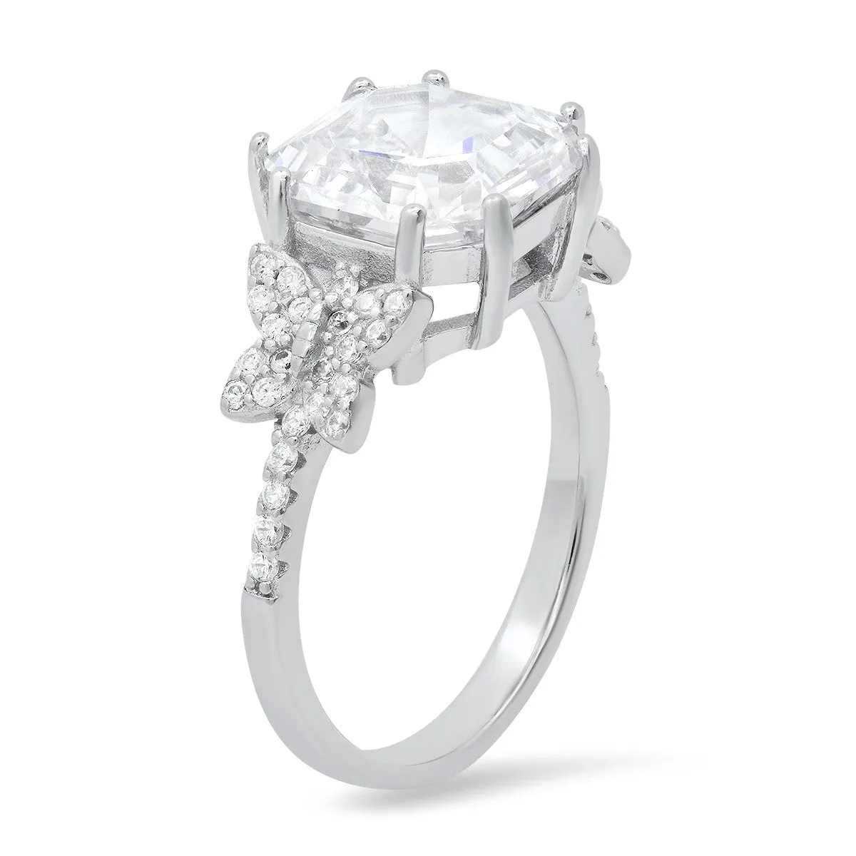 Sterling Silver Asscher-cut CZ Butterfly Ring sold by Ruumur product image thumbnail 2