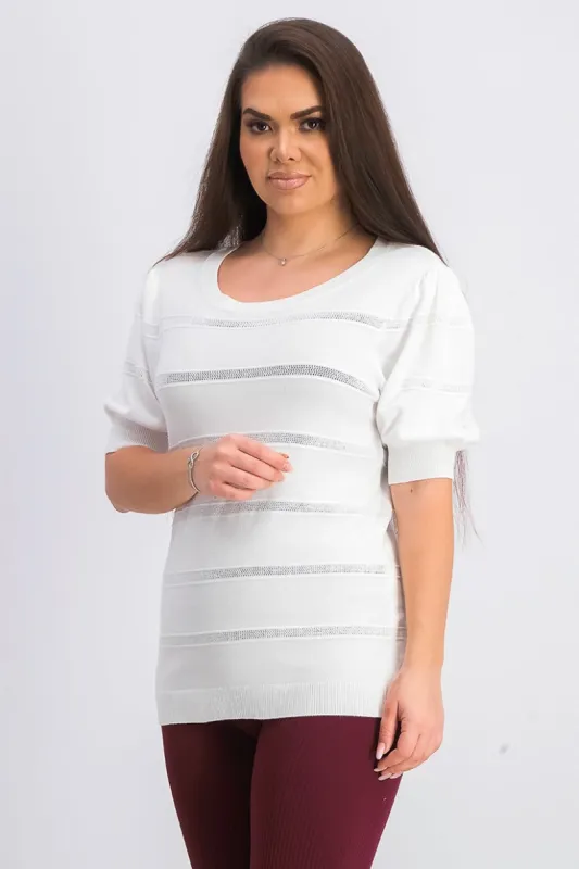 Maison Jules Women's Puff-Sleeve Sweater Bright White Size Extra Small sold by Ruumur