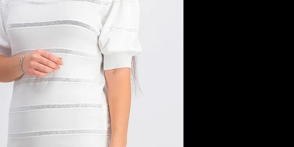 Maison Jules Women's Puff-Sleeve Sweater Bright White Size Extra Small sold by Ruumur product image thumbnail 3