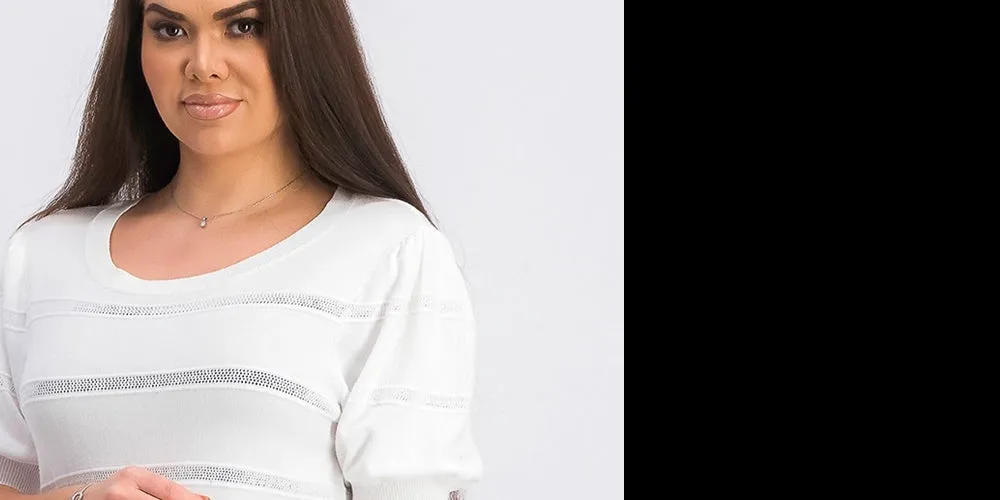Maison Jules Women's Puff-Sleeve Sweater Bright White Size Extra Small sold by Ruumur product image thumbnail 2