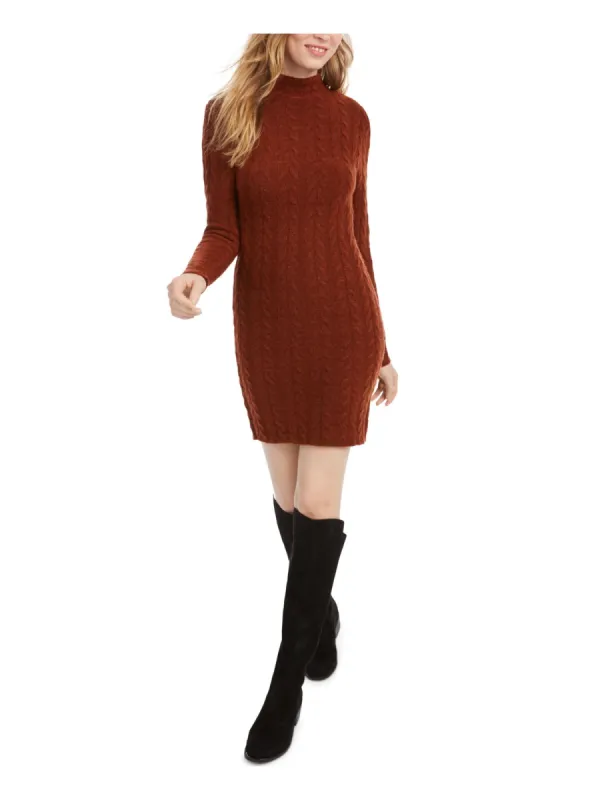 Kit & Sky Women's Cable Knit Mock Neck Sweaterdress Brown Size Large sold by Ruumur