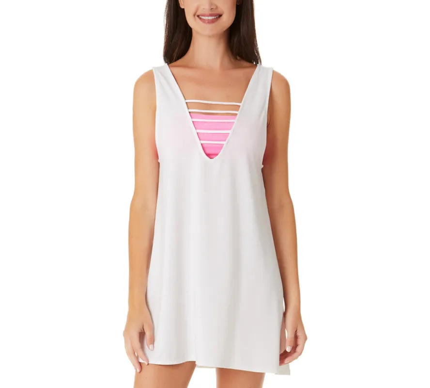 California Waves Women's Juniors' Strappy Swim Cover-Up Dress Swimsuit White Size Medium sold by Ruumur