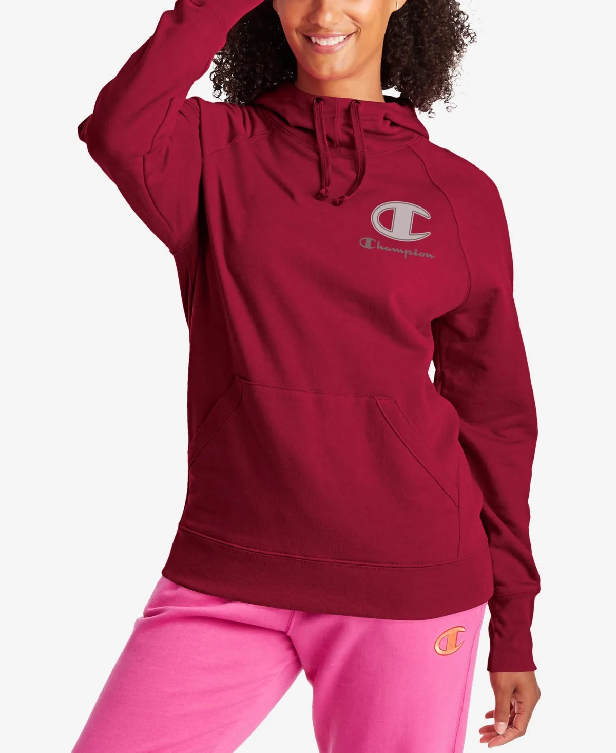 Champion Women's Powerblend Applique Hoodie Red Size X-Small sold by Ruumur