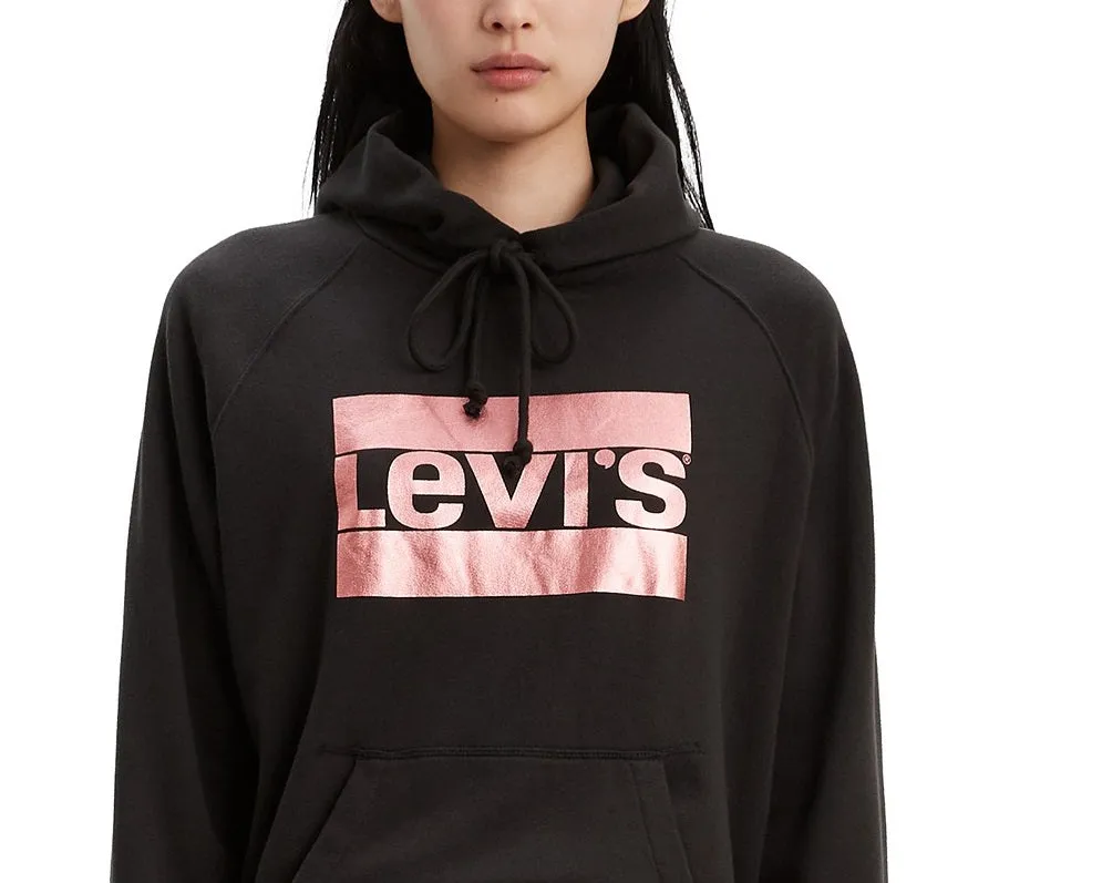 Levi's Women's Metallic Logo-Print Hoodie Black Size Large sold by Ruumur product image thumbnail 2