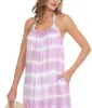 Raviya Women's Tie Dyed Tiered Swim Cover Up Dress Swimsuit Purple sold by Ruumur