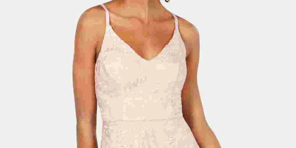 Speechless Women's Beige Short Length Floral Spaghetti Strap V Neck Micro Mini Trapeze Evening Dress Beige Size 9 sold by Ruumur product image thumbnail 2