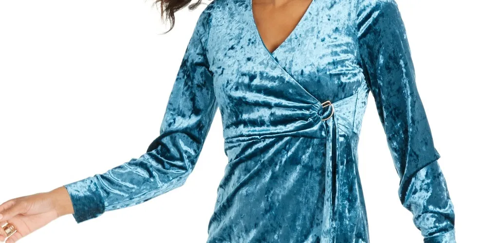 Thalia Sodi Women's Side Tie Velvet Surplice Dress Blue Size XX-Large sold by Ruumur product image thumbnail 2