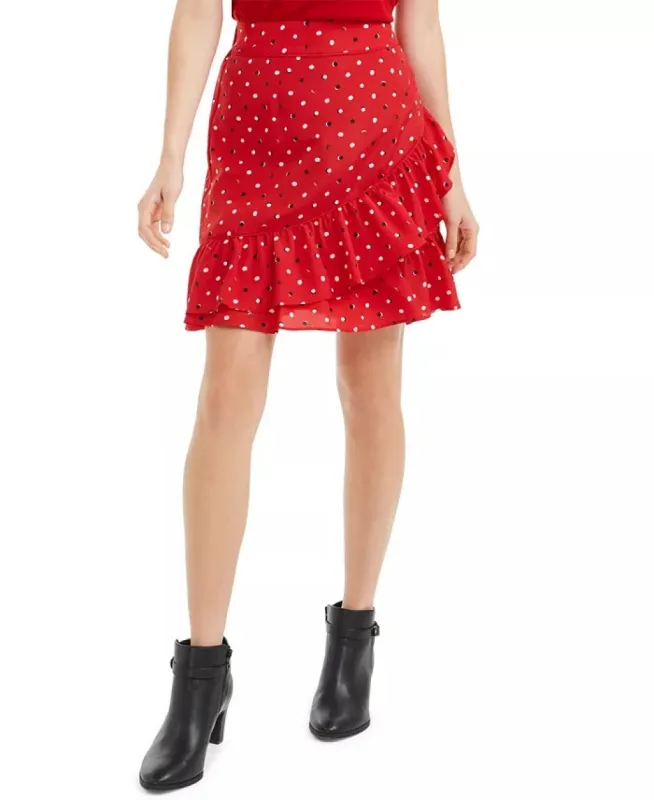 Maison Jules Women's Ruffled Pull On Skirt Red Size Medium sold by Ruumur