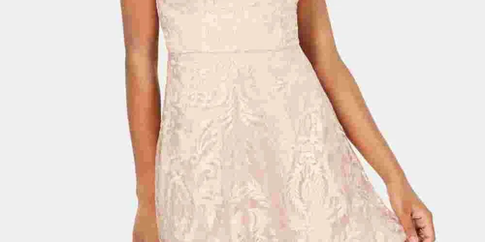 Speechless Women's Beige Short Length Floral Spaghetti Strap V Neck Micro Mini Trapeze Evening Dress Beige Size 9 sold by Ruumur product image thumbnail 3