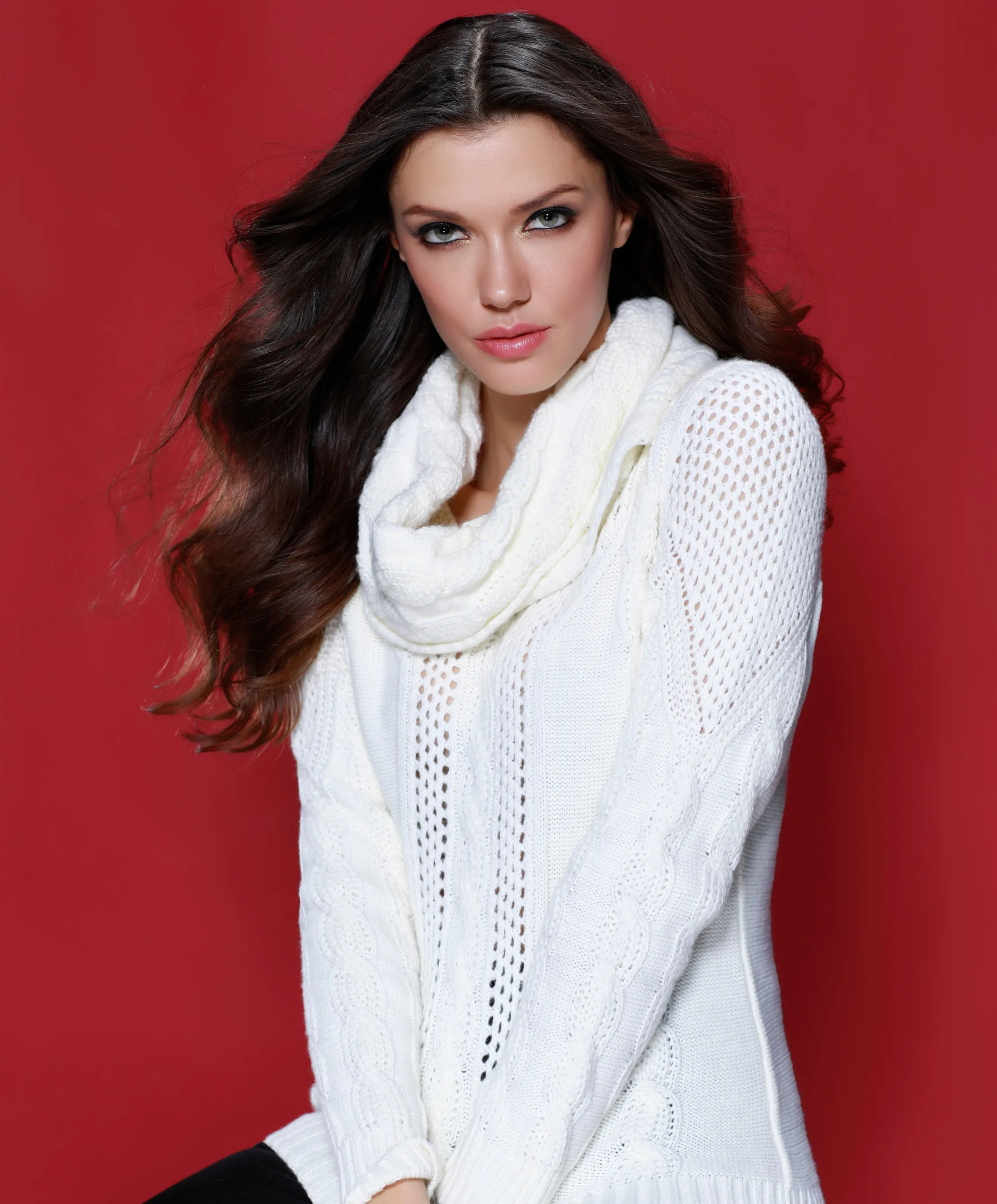 Juliana Cable Knit Sweater Attach Scarf sold by Ruumur product image thumbnail 4
