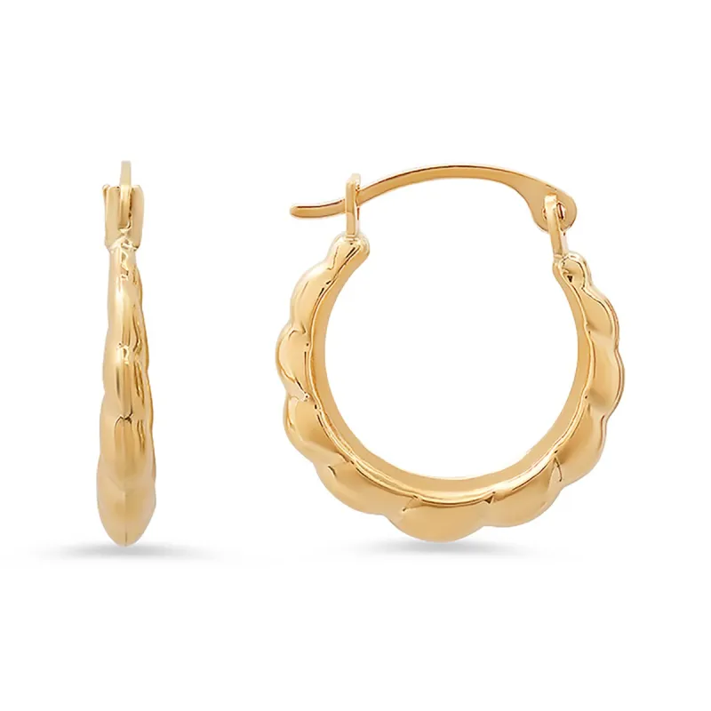 10k Yellow Gold 15mm Cloud Huggy Hoop Earrings sold by Ruumur