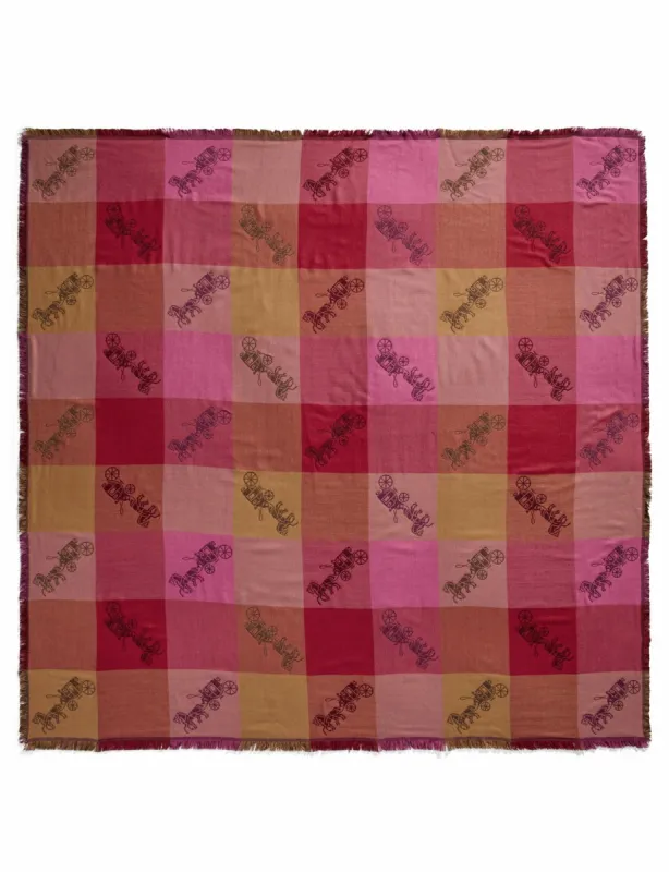 Coach Horse And Carriage Plaid Print Jacquard Oversized Square Scarf sold by Ruumur
