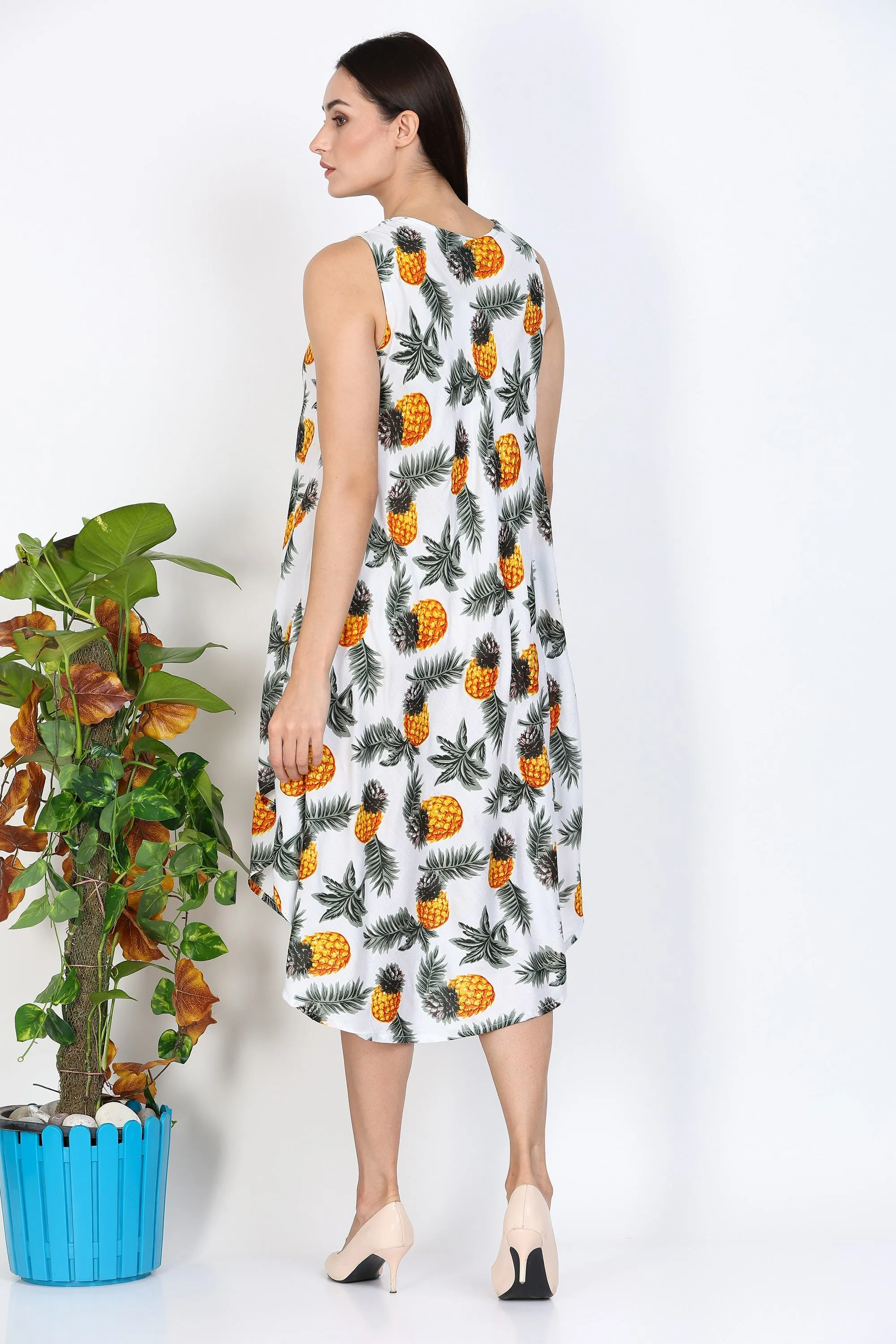 India Blue Women's Pineapple Print Dress sold by Ruumur product image thumbnail 5