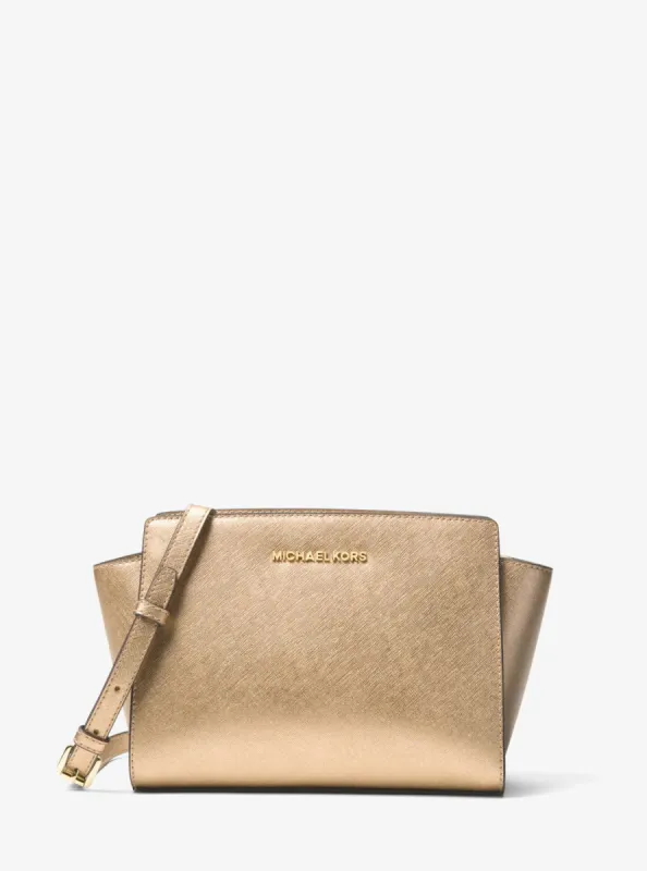Michael Kors Selma Medium Metallic Leather Crossbody made by Ruumur