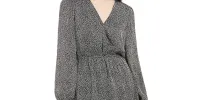 Leyden Women's Faux Wrap Printed Mini Dress Black Size Medium sold by Ruumur
