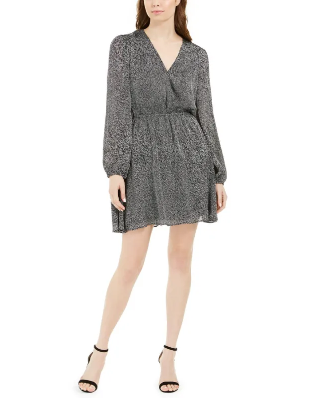 Leyden Women's Faux Wrap Printed Mini Dress Black Size Medium sold by Ruumur