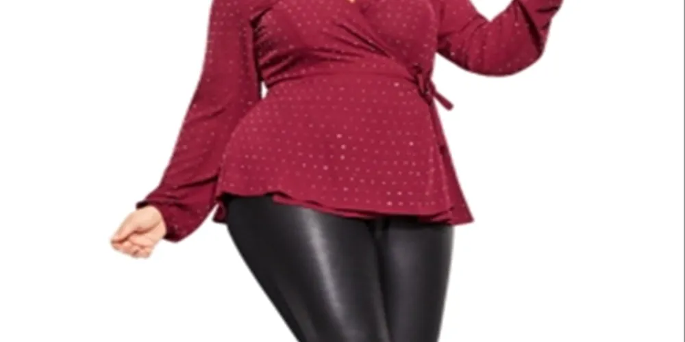 City Chic Women's Plus Embellished Surplice Wrap Top Red Size 14W sold by Ruumur product image thumbnail 2