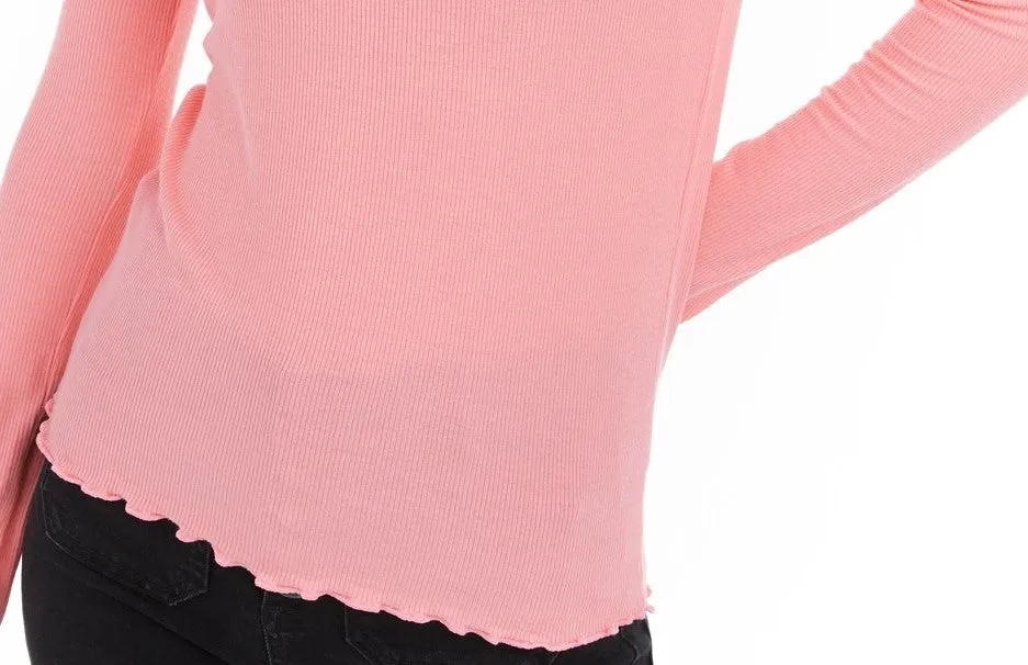 Hippie Rose Juniors' Women's Ribbed Mock-Neck Top Pink Size Small sold by Ruumur product image thumbnail 3