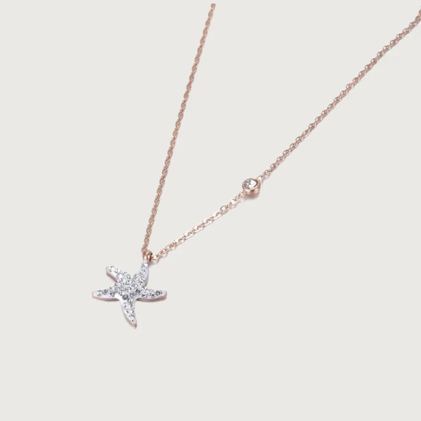 Rose CZ Pavé Starfish Hypoallergenic Necklace sold by Ruumur product image thumbnail 2