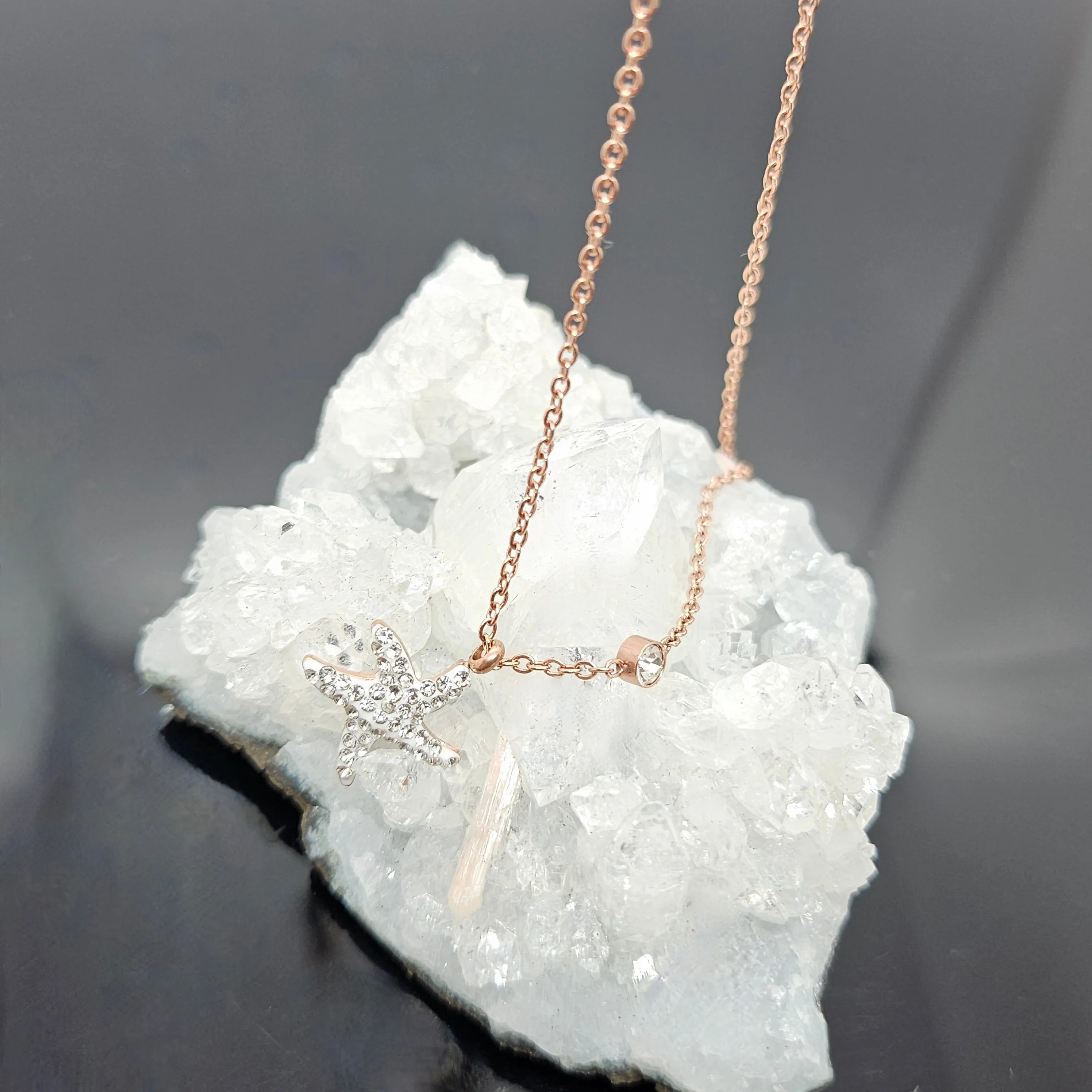 Rose CZ Pavé Starfish Hypoallergenic Necklace sold by Ruumur product image thumbnail 3