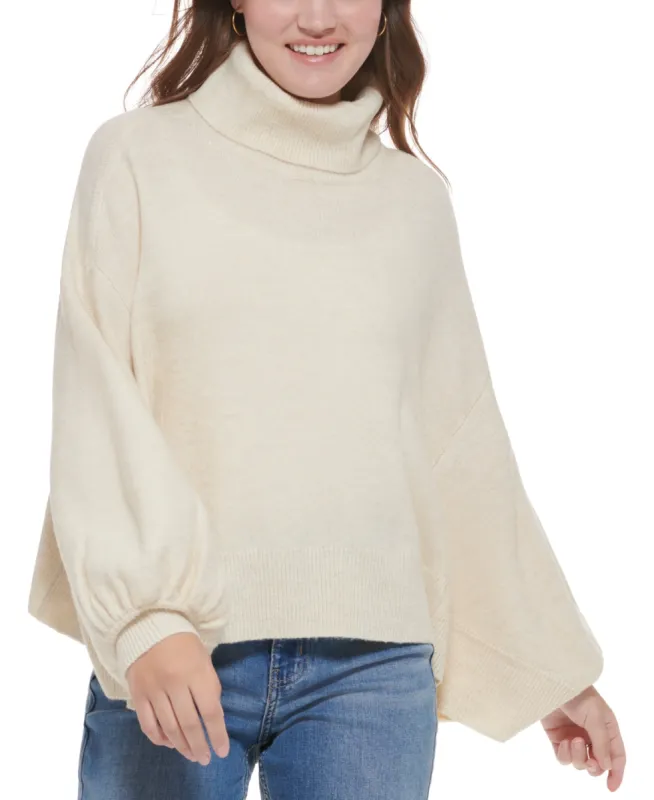 Calvin Klein Women's Bubble Sleeve Turtleneck Sweater Brown Size Small sold by Ruumur