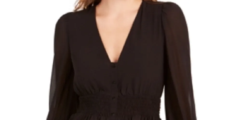 Lucy Paris Women's Smocked V-Neck Top Black Size Large sold by Ruumur product image thumbnail 2