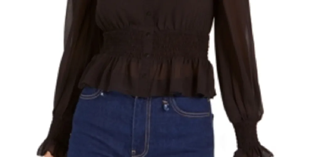 Lucy Paris Women's Smocked V-Neck Top Black Size Large sold by Ruumur product image thumbnail 3