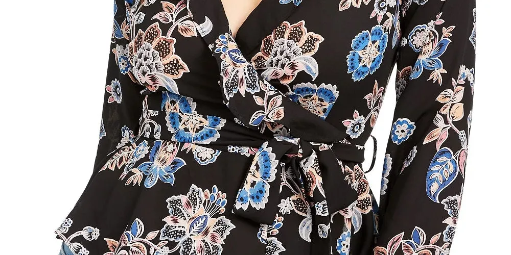 Q & A Women's Los Angeles Floral Long Sleeve V Neck Top Black Size Small sold by Ruumur product image thumbnail 3