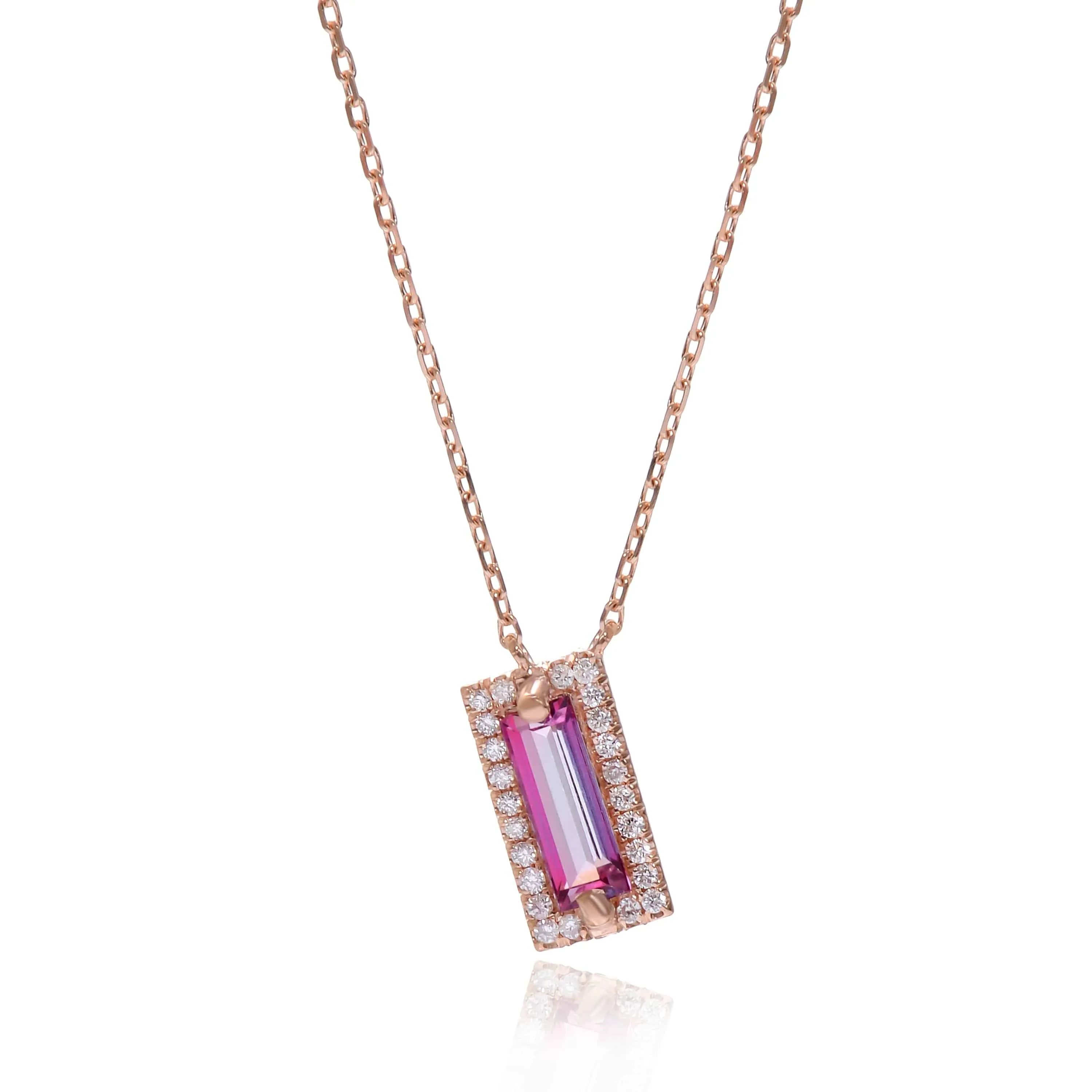 Suzanne Kalan 14K Rose Gold Diamond and Pink Topaz Pendant Necklace PN522-RGPT sold by Ruumur