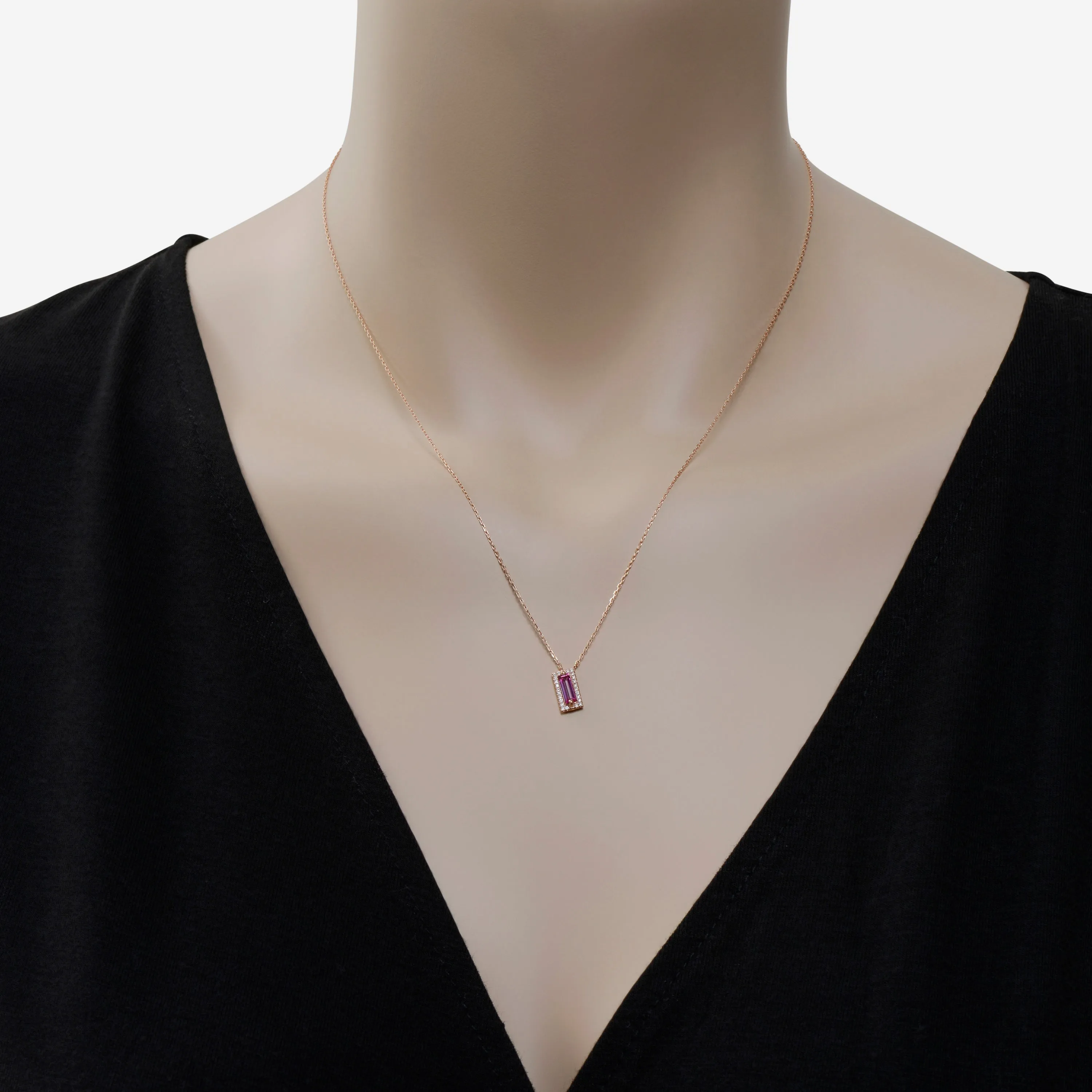 Suzanne Kalan 14K Rose Gold Diamond and Pink Topaz Pendant Necklace PN522-RGPT sold by Ruumur product image thumbnail 3