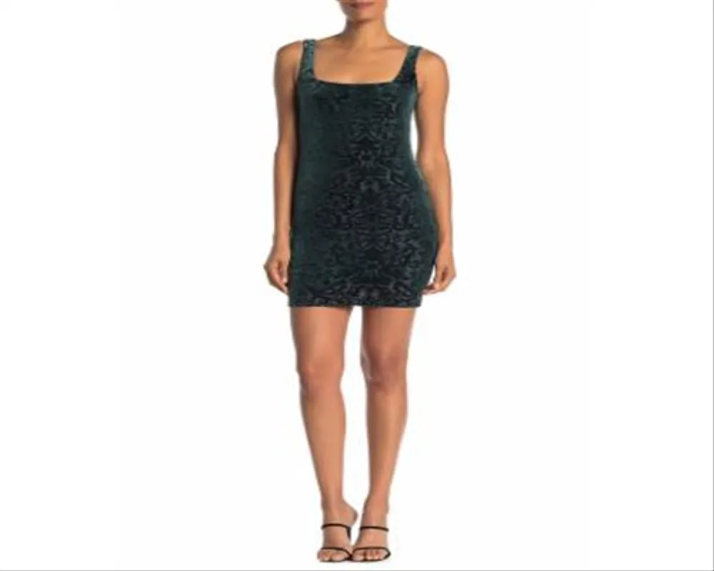 Jump Women's Printed Sleeveless Square Neck Mini Body Con Dress Green Size Small sold by Ruumur