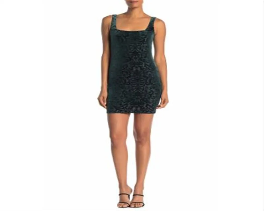 Jump Women's Printed Sleeveless Square Neck Mini Body Con Dress Green Size Small sold by Ruumur
