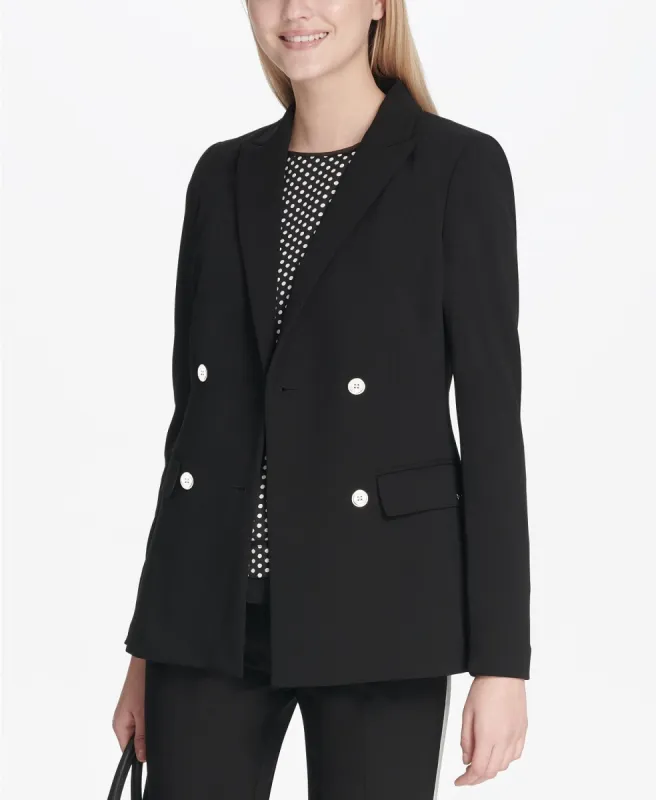 Calvin Klein Women's Scuba Double-Breasted Jacket Black Size 12 sold by Ruumur