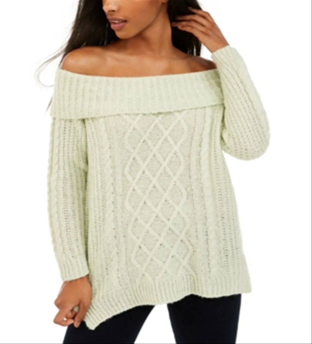 NO COMMENT Women's Textured Printed Long Sleeve Off Shoulder Blouse Top Green Size Small sold by Ruumur product image thumbnail 4