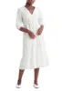 Black Tape Women's Buttoned Eyelet Midi Dress White Size Small sold by Ruumur
