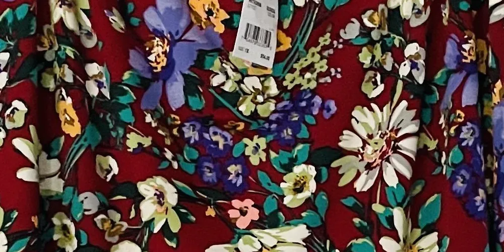 NY Collection Women's Printed Diagonal Tiered Skirt Red/Multi Size 1X sold by Ruumur product image thumbnail 3