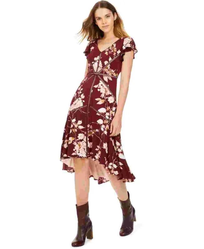 Taylor Women's Crochet Trim Midi Dress Red Size 2 sold by Ruumur