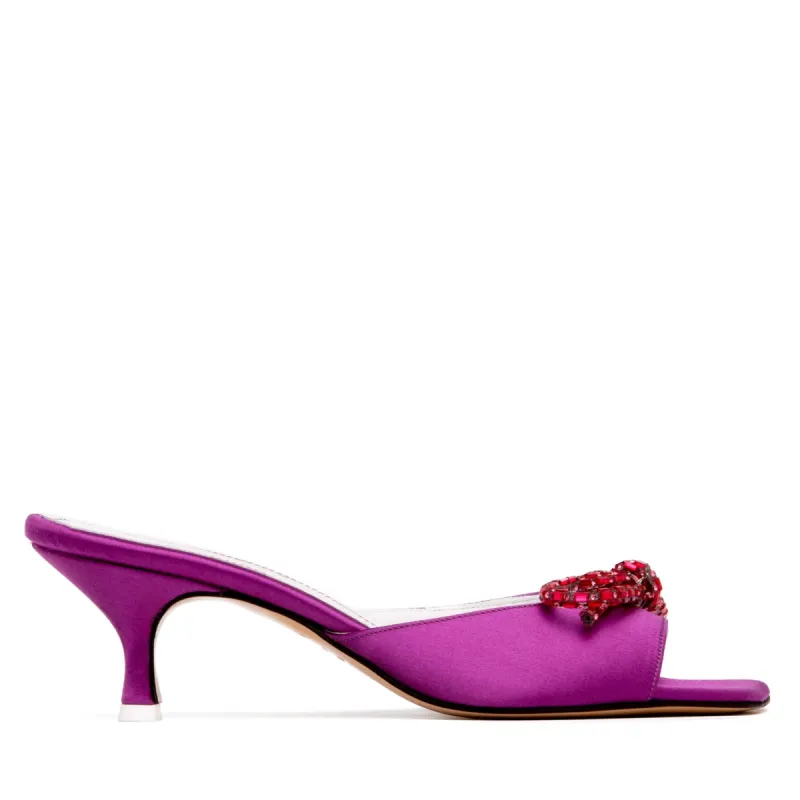 Eva Silk Satin & Leather Sandal sold by Ruumur