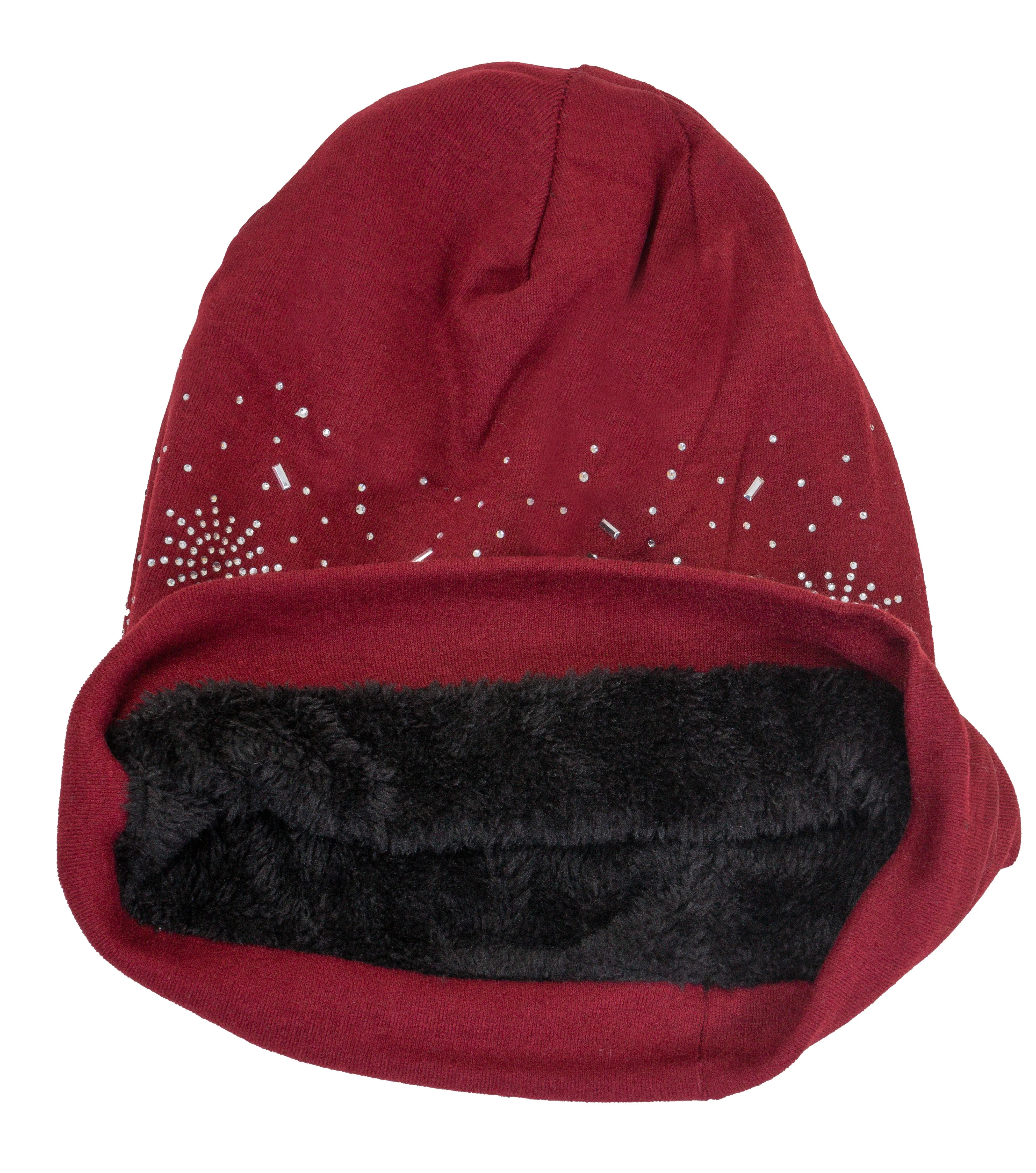 Rebecca and Rifka Knitted Metallic Painted Beanie with Pompom(BW-124-BURG) sold by Ruumur product image thumbnail 3