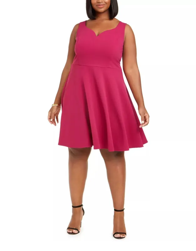 B Darlin Women's Plus Skater Mini Fit & Flare Dress Berry Size 22W sold by Ruumur