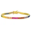 Sterling Silver 7.25" Multi-color Princess-cut CZ Tennis Bracelet sold by Ruumur