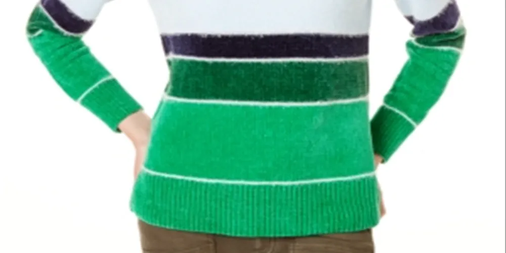 Maison Jules Women's Chenille Striped Pullover Sweater Green Size XX-Small sold by Ruumur product image thumbnail 3