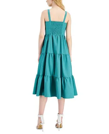 INC International Concepts Women's Smocked Calf Midi Dress Green Size 6 sold by Ruumur product image thumbnail 2