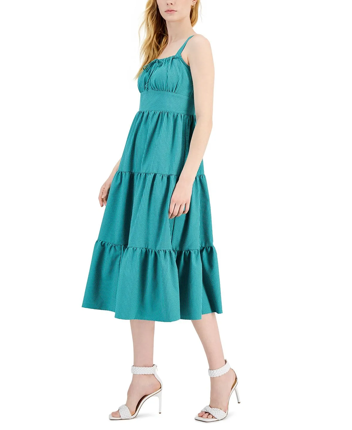 INC International Concepts Women's Smocked Calf Midi Dress Green Size 6 sold by Ruumur product image thumbnail 3