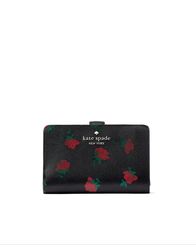 Kate Spade Madison Rose Toss Printed Medium Compact Bifold Wallet sold by Ruumur