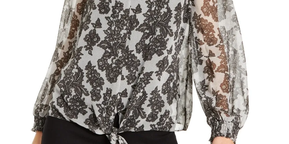 Thalia Sodi Women's Keyhole Tie-Front Top Charcoal Size Small sold by Ruumur product image thumbnail 3