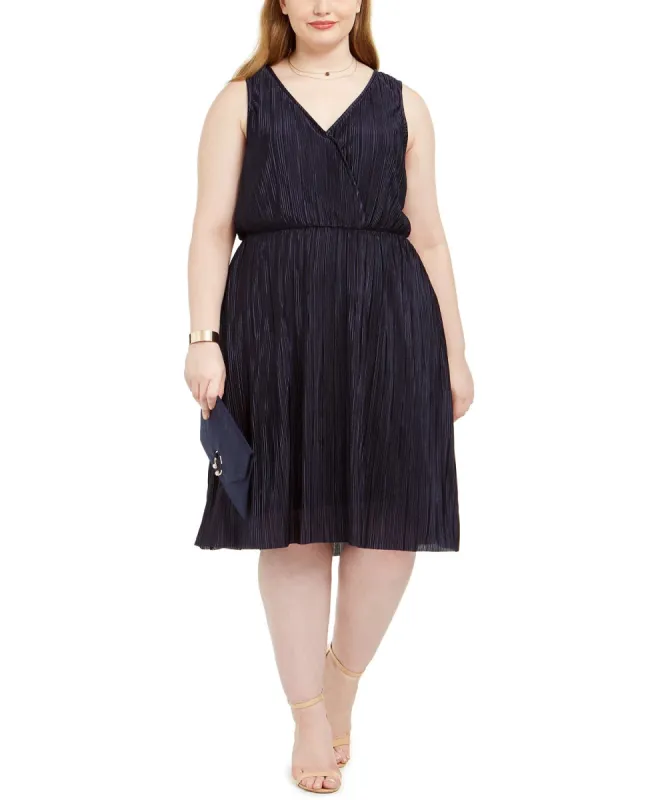 Love Squared Women's Trendy Plus Size Pleated Surplice Dress Navy Size 3X sold by Ruumur