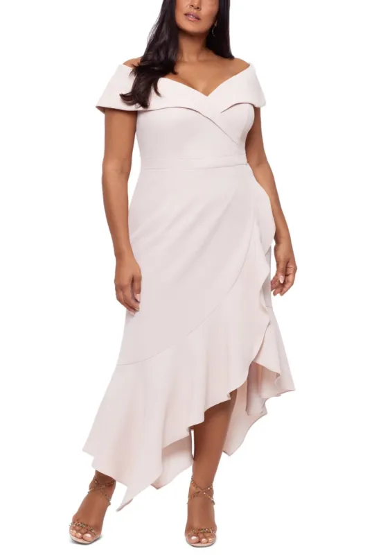 XSCAPE Women's Off The Shoulder Gown Beige Size 14W sold by Ruumur