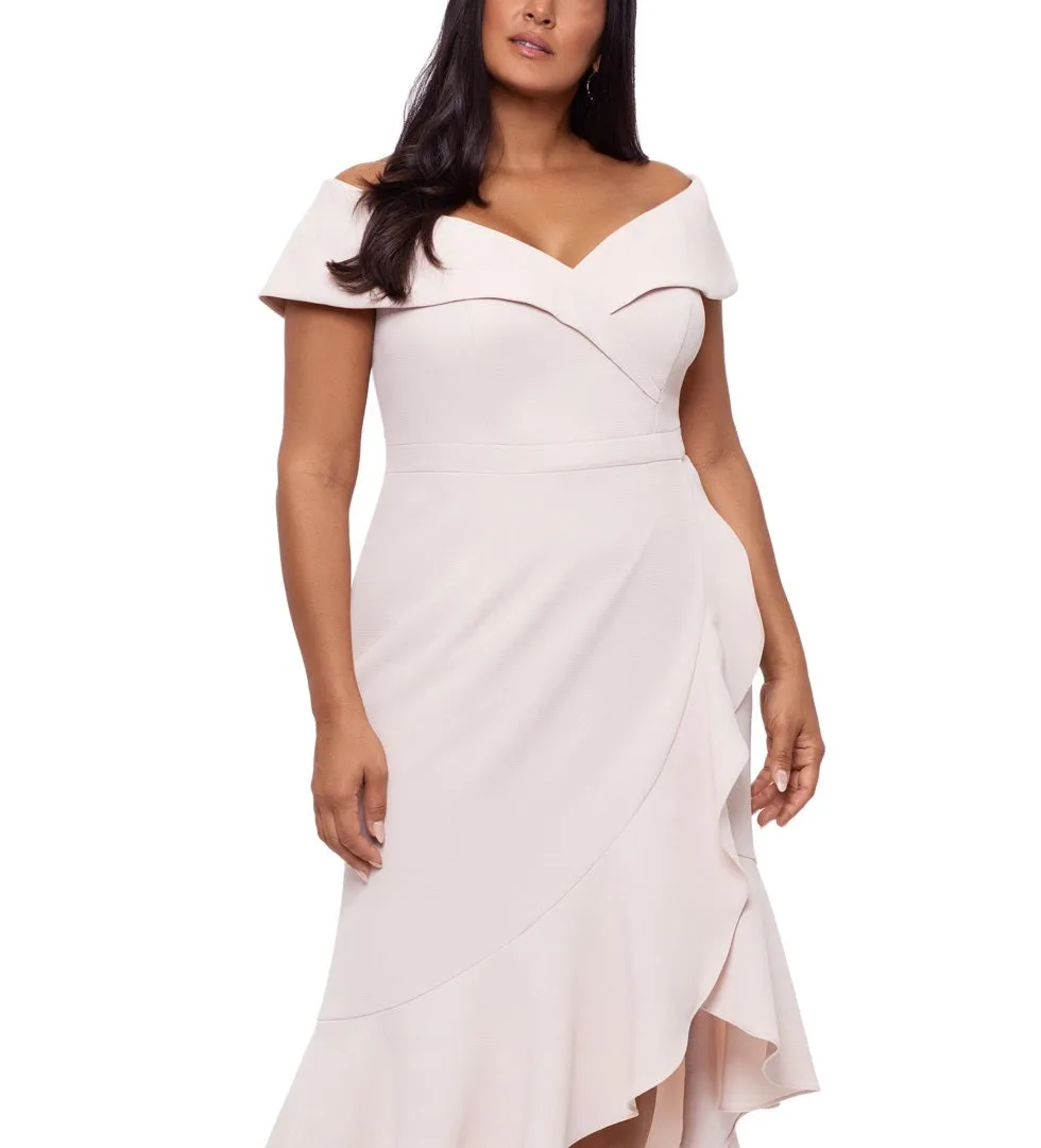 XSCAPE Women's Off The Shoulder Gown Beige Size 14W sold by Ruumur product image thumbnail 2