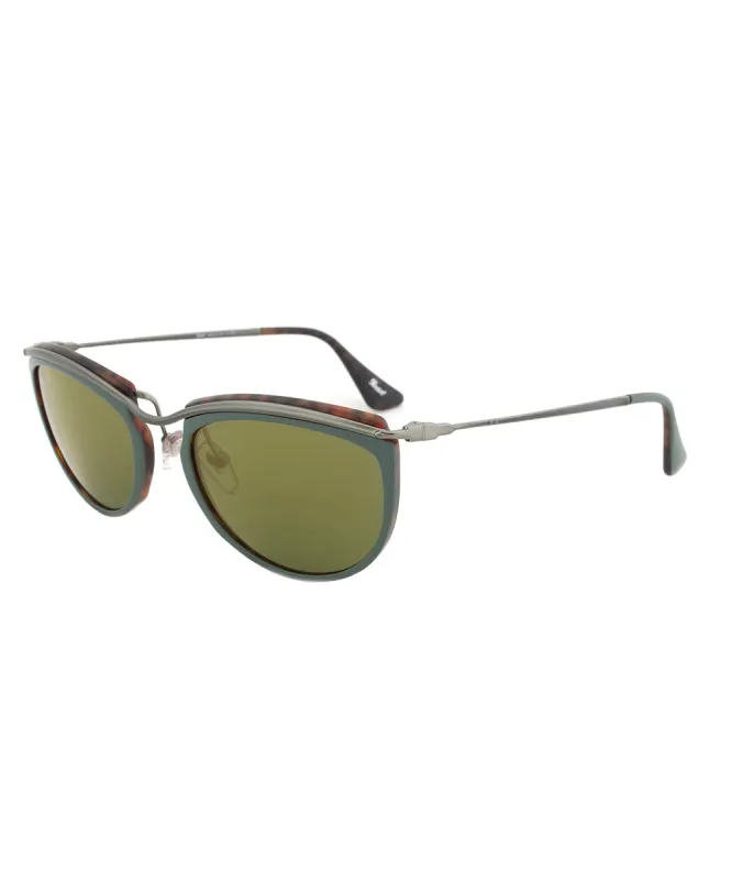 Persol PO3082S 1007/08 Sunglasses | Green and Matte Havana Frame | Green Mirror Gold Lens sold by Ruumur